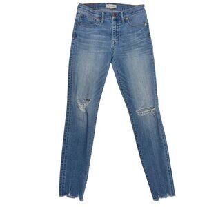 MADEWELL Cool Sexy 9" Mid-Rise Skinny Jeans Frankie Wash Torn Knee 28" Lean Legs
